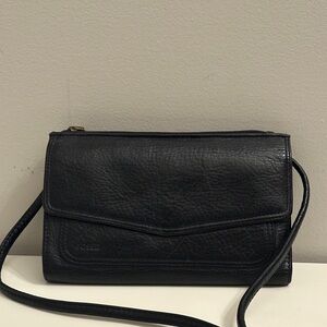 Fossil Black Leather Wallet Shoulder Bag